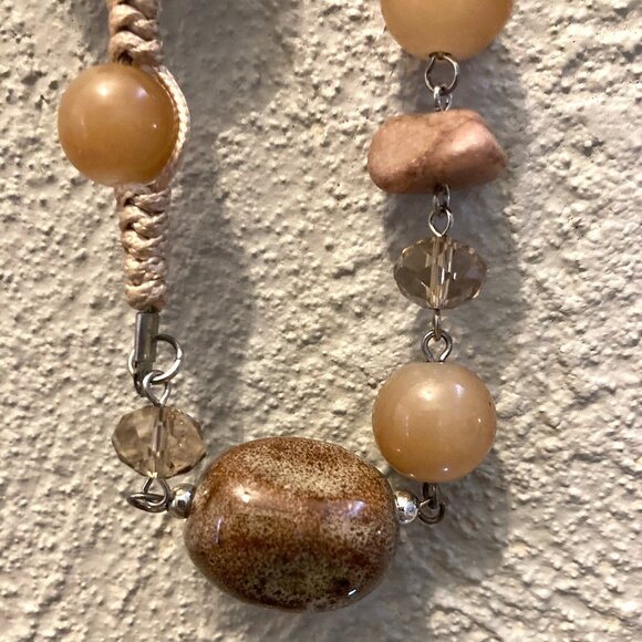 NEW! Krizia Jewelry Necklace Polished Stone & Beaded Knotted Twine 36” Slip On - Picture 8 of 8